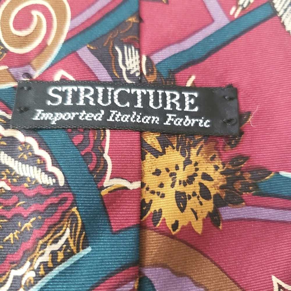 Imported Italian Fabric Vintage Burgundy Men Tie - Picture 5 of 7